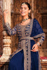 Navy Color Georgette Embroidered Suit With Skirt