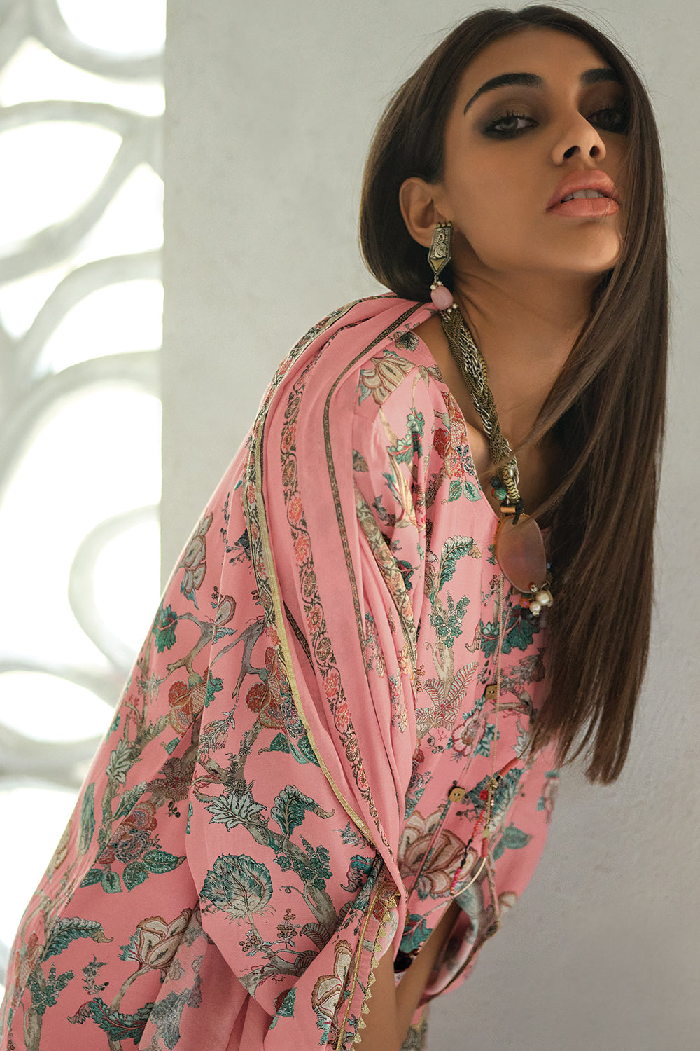 Pink Colour Cotton Printed Unstitched Suit Material