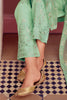 Sea Green Color Net Embroidered Silk Unstitched Suit Material with Embellished Dupatta