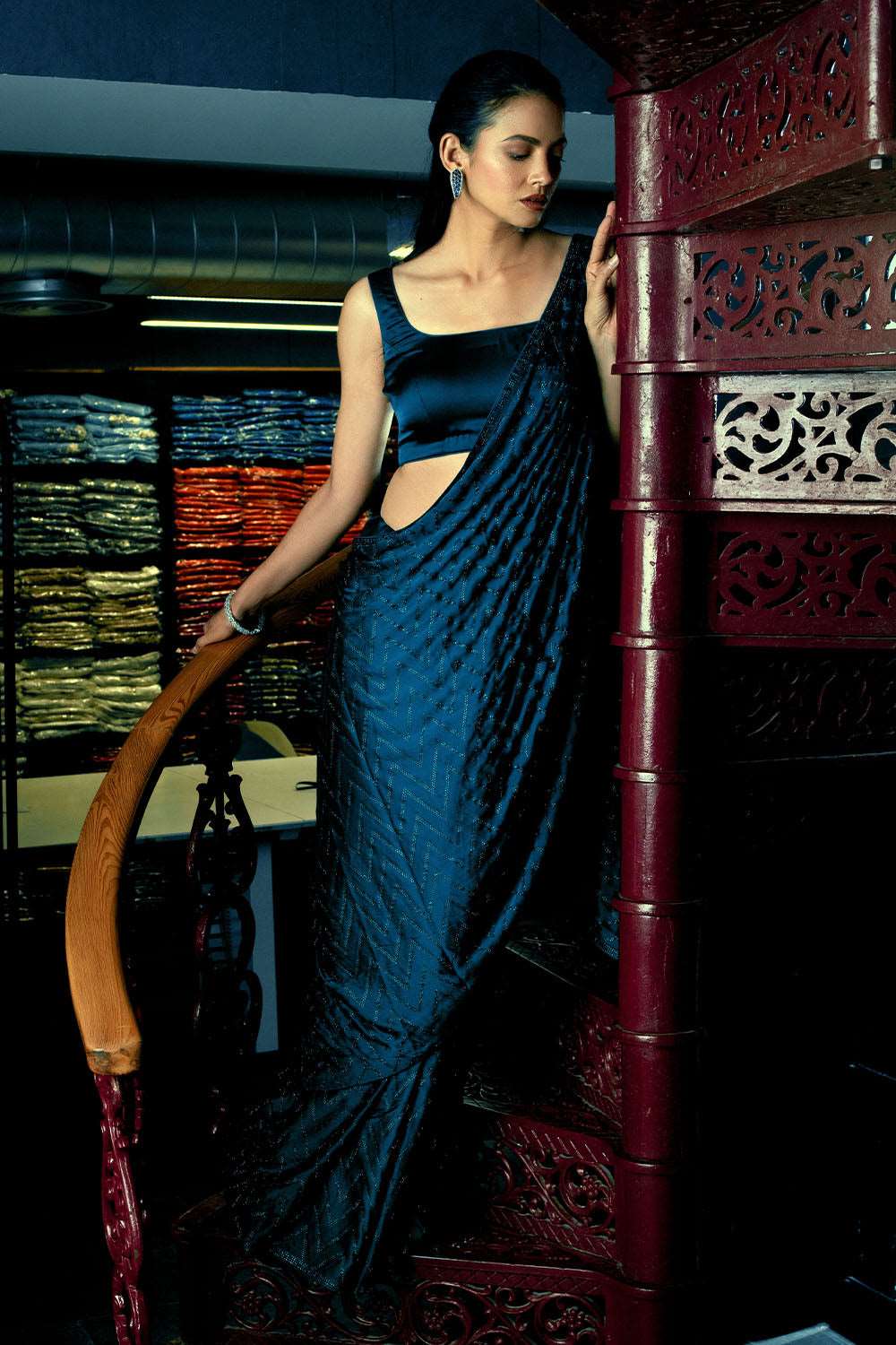 Blue Colour Satin Saree.
