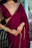 Dark Scarlet Colour Satin Saree