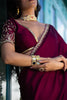 Dark Scarlet Colour Satin Saree