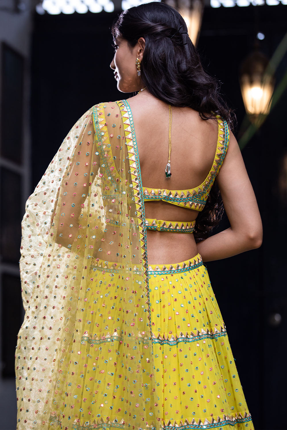 Yellow Colour Georgette Lehenga.