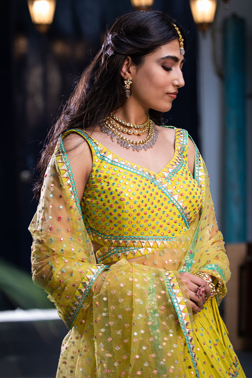 Yellow Colour Georgette Lehenga.