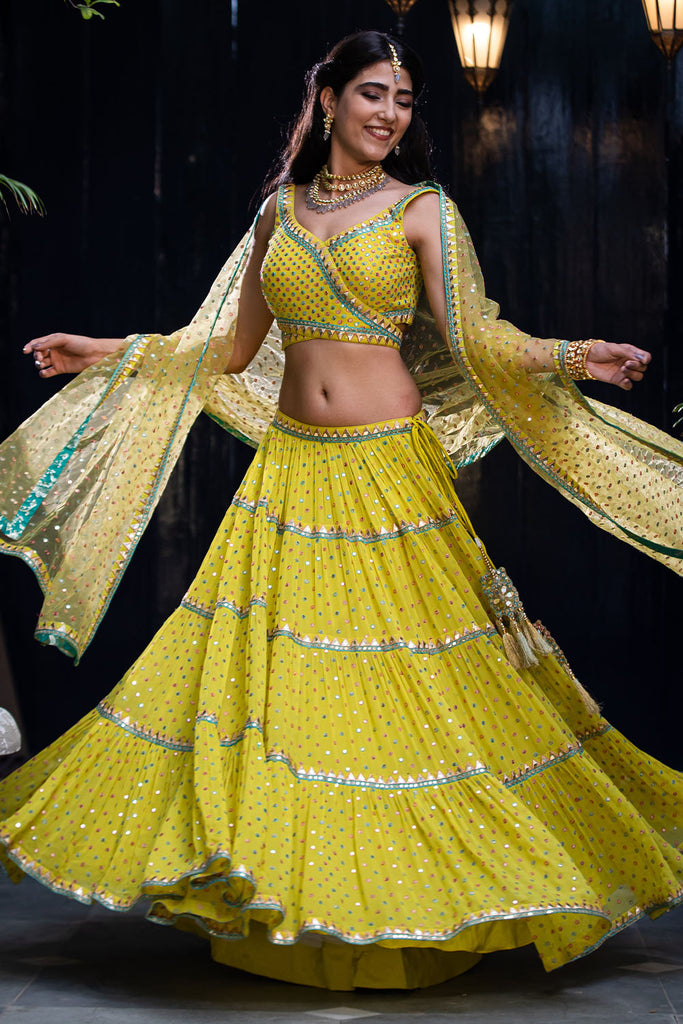 Yellow Colour Georgette Lehenga.