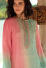 Coral Pink Color Organza Print Unstiched Suit Material