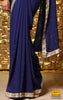 Navy blue Georgette saree.