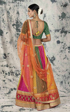 Multicolour Khaddi Georgette Lehenga.