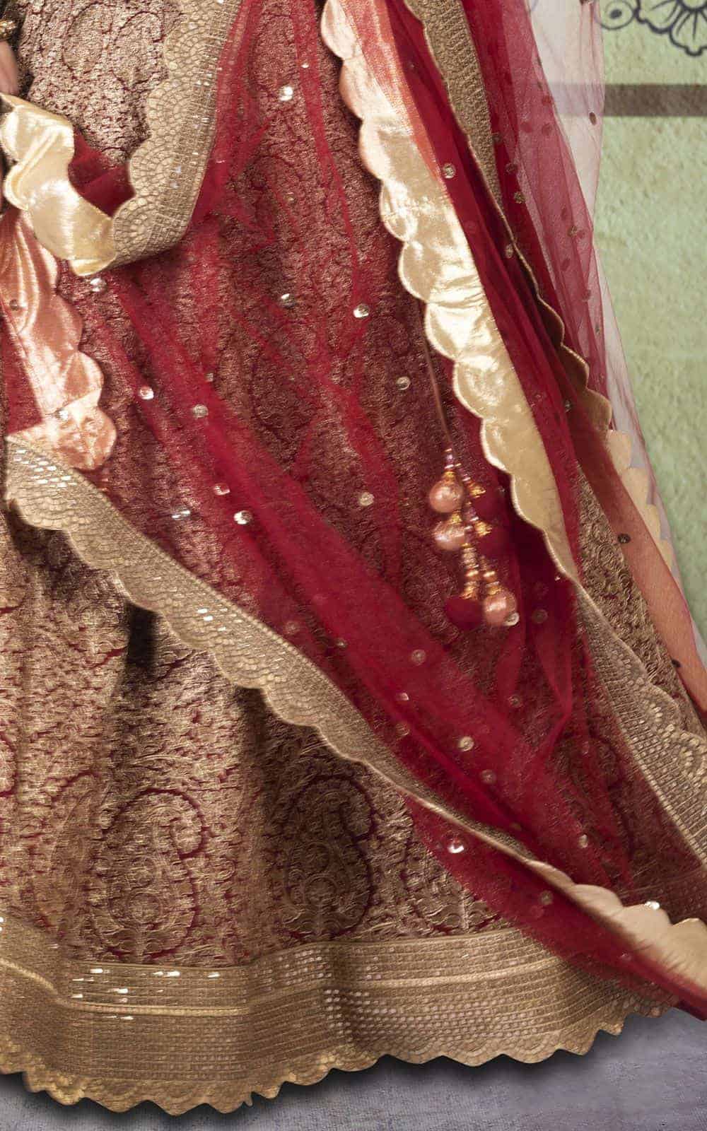 Maroon Colour Bridal Georgette Lehenga.