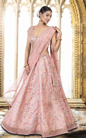 Rose Pink Silk Lehenga.