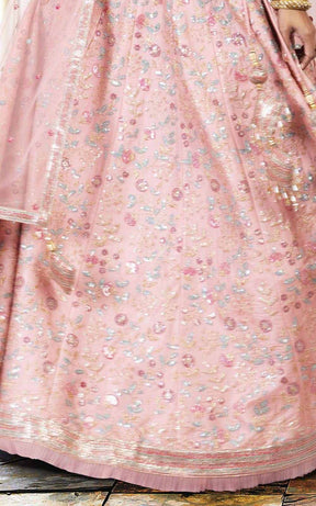 Rose Pink Silk Lehenga.