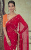 Crimson Red Georgette Saree with sequins and zari work.