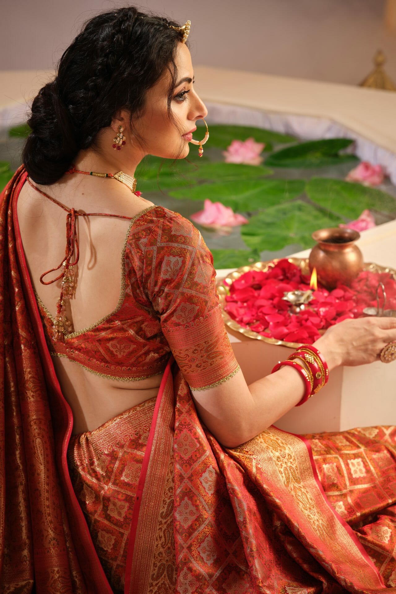 Red Banarasi Silk Saree.