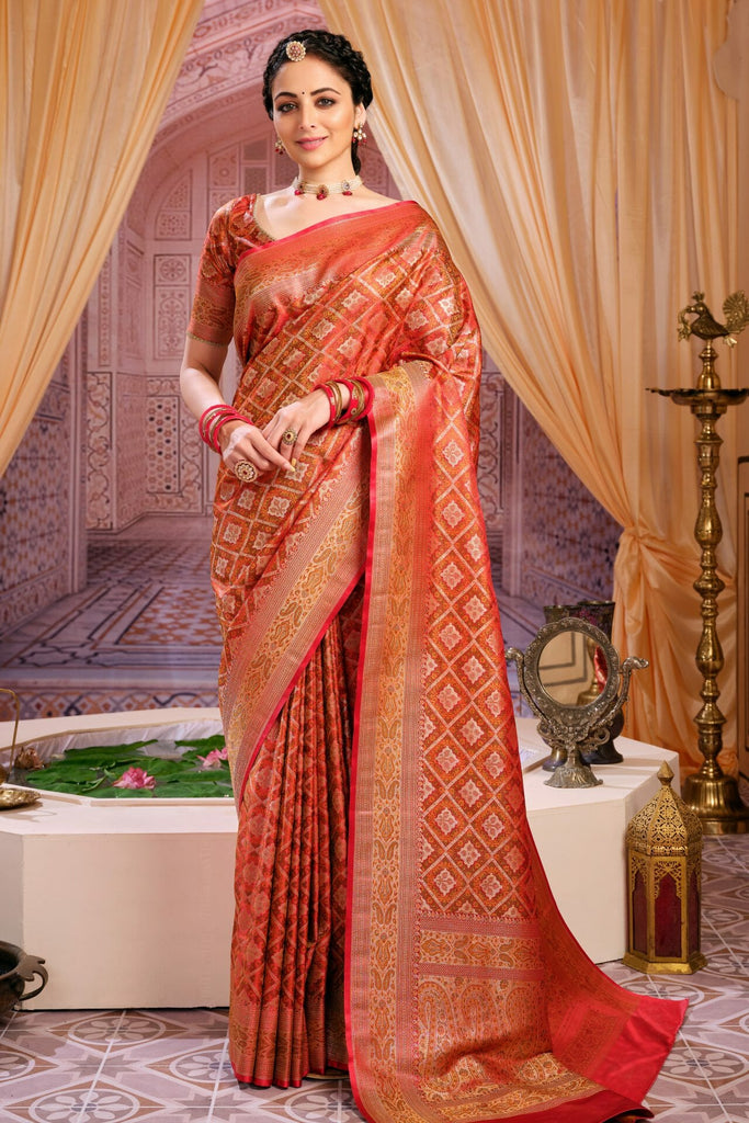 Red Banarasi Silk Saree.