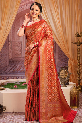 Red Banarasi Silk Saree.
