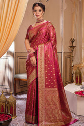 Fuchsia Pink Banarasi Silk Saree.