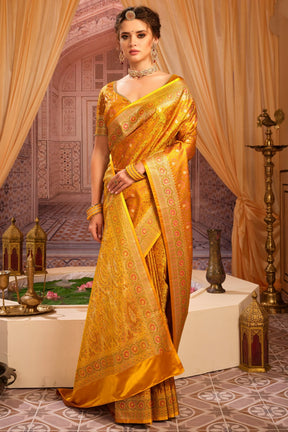 Mustard Banarasi Silk Saree