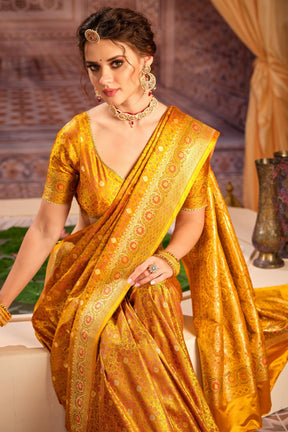 Mustard Banarasi Silk Saree