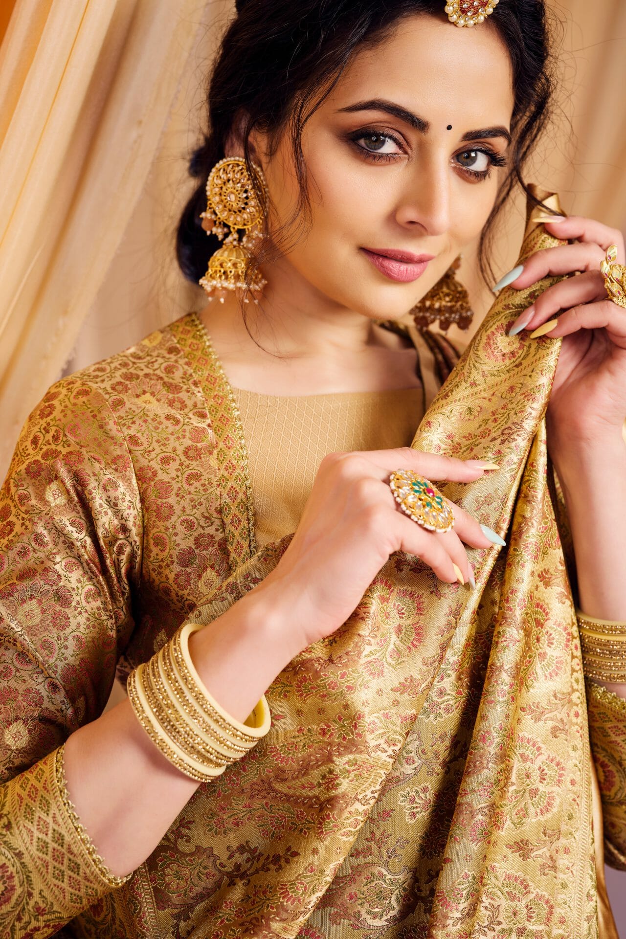 Gold Colour Banarasi Silk Saree