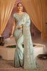 Powder Blue Crepe Silk Saree.