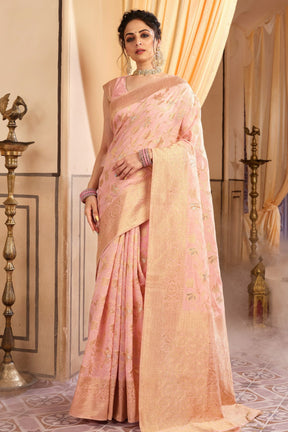 Pink Colour Chanderi Silk Saree