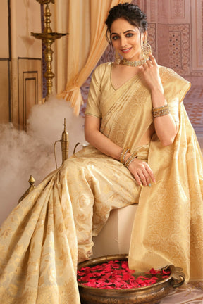 Golden Colour Chanderi Silk Saree