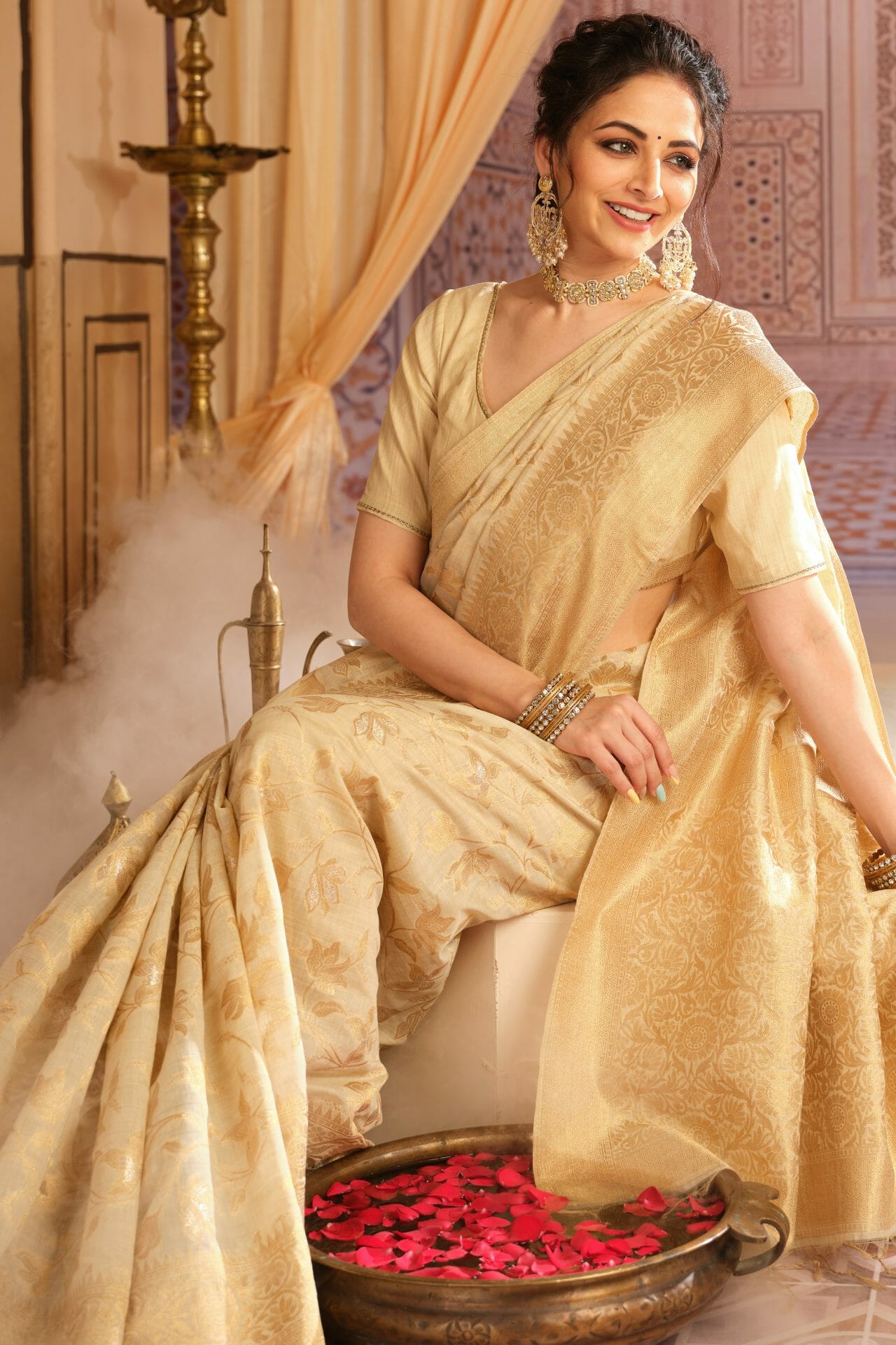 Golden Colour Chanderi Silk Saree