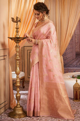 Pink Colour Chanderi Saree.