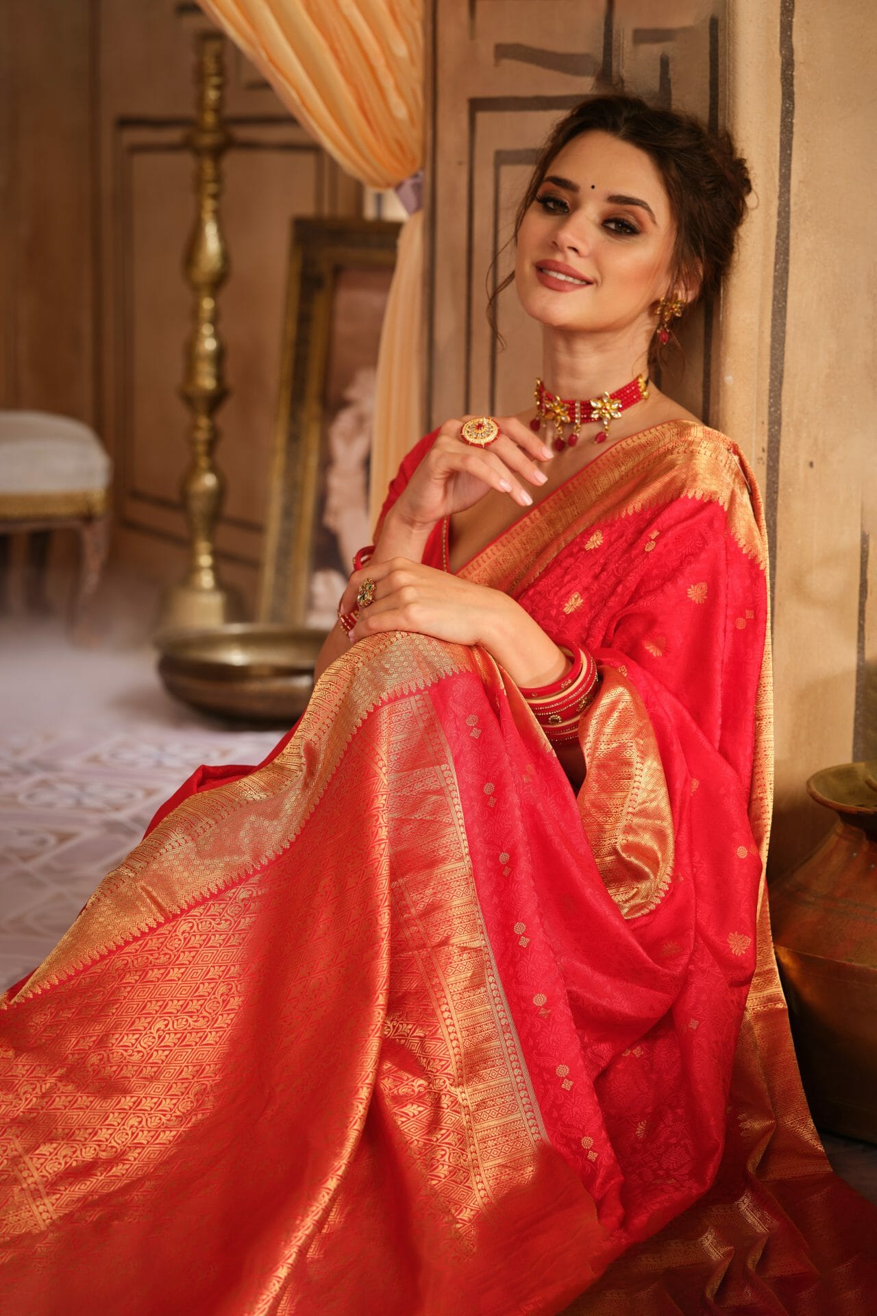 Red Colour Silk Saree.