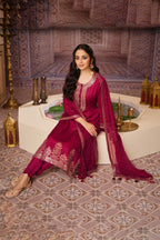 Maroon Colour Silk Unstitched Suit Material.