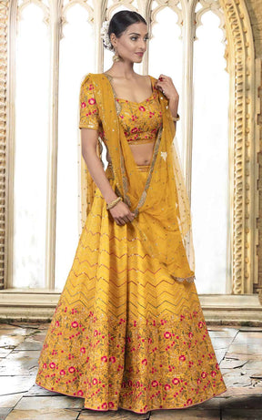 Mustard Silk Lehenga.