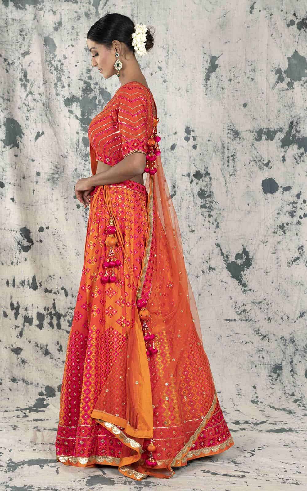 Orange Color Silk Lehenga.