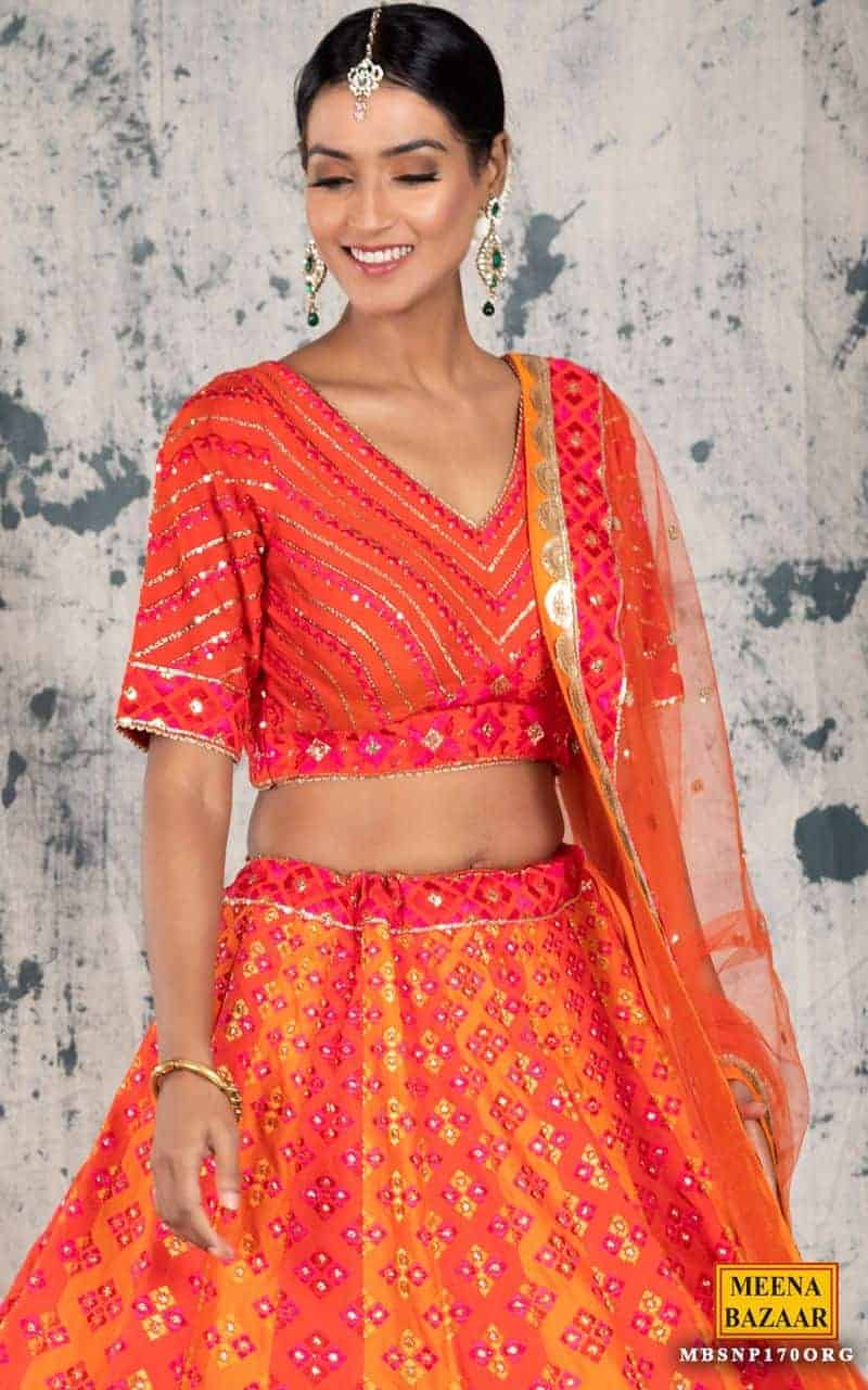 Orange Color Silk Lehenga.