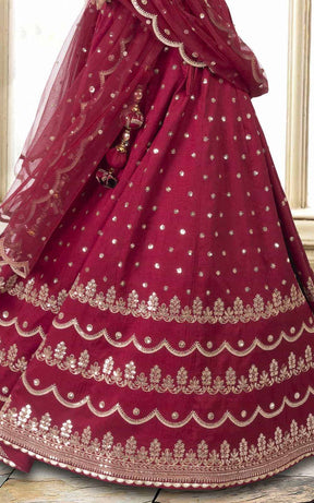 Maroon Georgette  Lehenga.