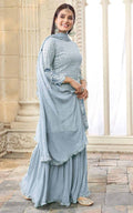 Grey Colour Georgette Gharara Suit