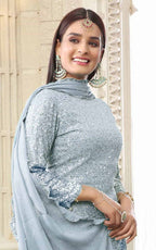 Grey Colour Georgette Gharara Suit