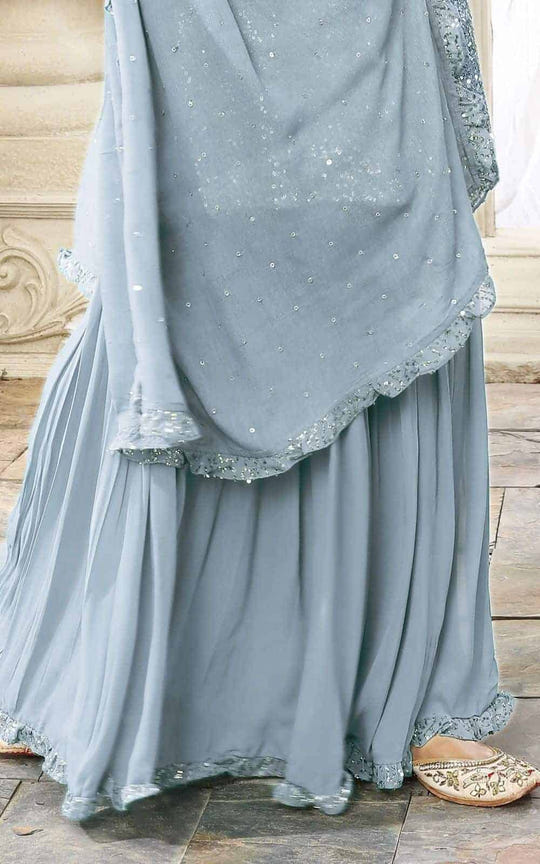 Grey Colour Georgette Gharara Suit