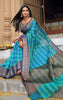 Blue &amp; Green Checkered Cotton Silk Saree.