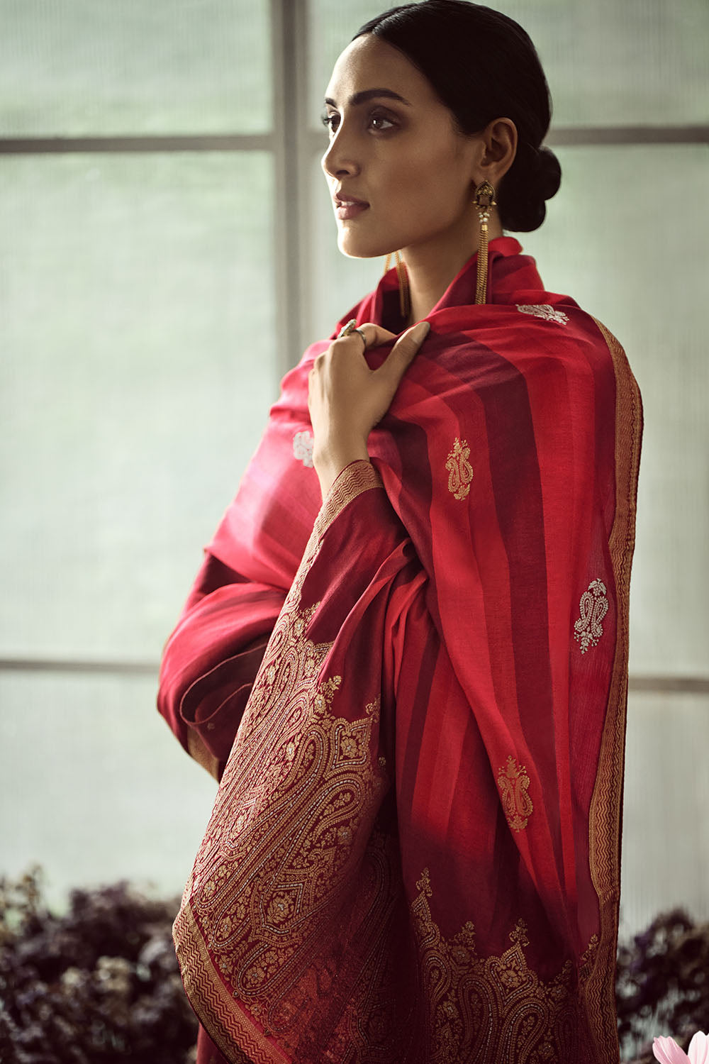 Maroon Colour Silk Suit Material.
