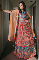 Multi Colour Floral Printed Anarkali Suit.