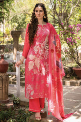 Pink Color Sequins & Pintuck Unstitched Suit Material