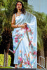 Cream Color Georgette Sequins Saree