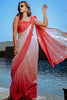 Pink and Coral Ombre Georgette Saree.