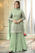 Pista Colour Georgette Gharara Suit.