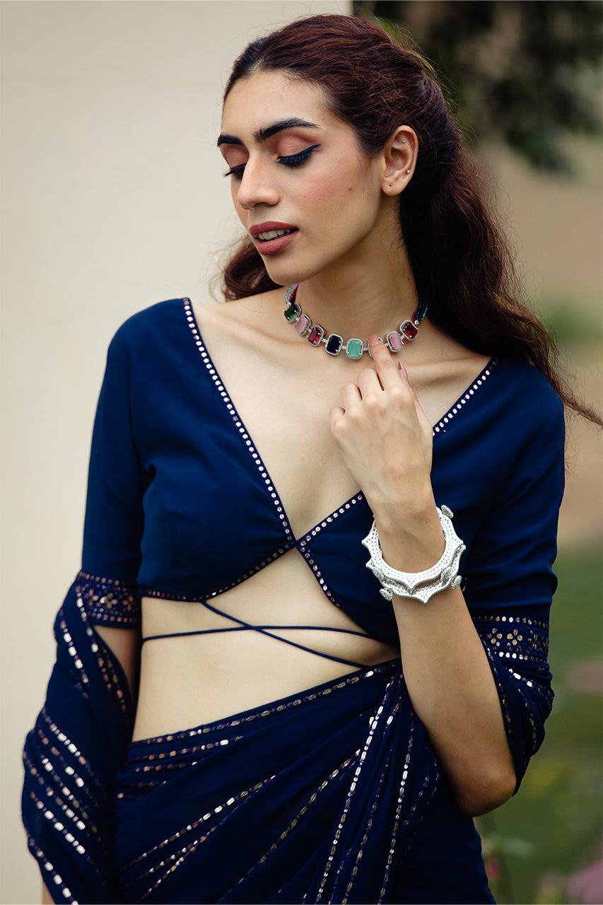 Navy Blue Colour Georgette Saree.